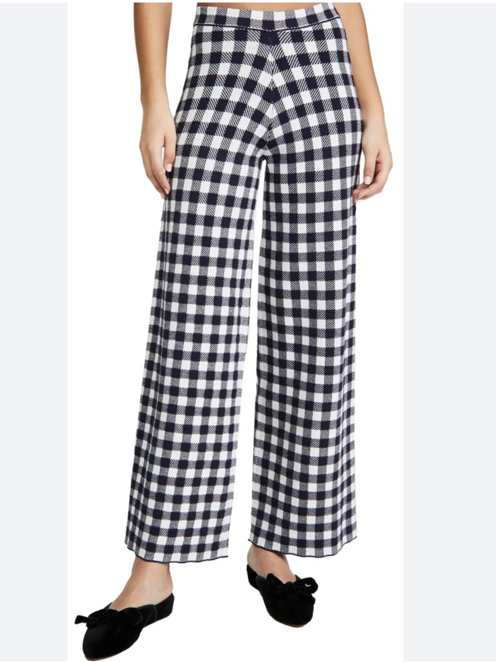 STAUD Navy & White Gingham Wide-Leg Avalanche Pants XS
